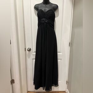 Bill Levkoff Black Strapless Ruched Bodice Maxi Gown